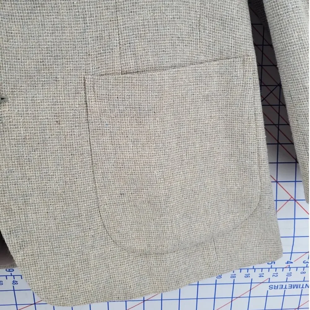 Beige Tweed Linen Blend Men’s Blazer Barrage Classic Double Vent Tailoring‎